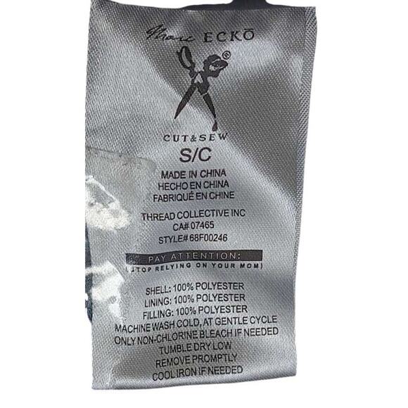 Marc Ecko Cut & Sew Black Quilted Puffer Vest Men’s Small S Zip Up Logo Pockets - Picture 15 of 16